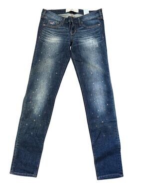 Hollister Super Skinny Jeans W27 L31 With Rhinestone Embellishments Mid-Rise Dar